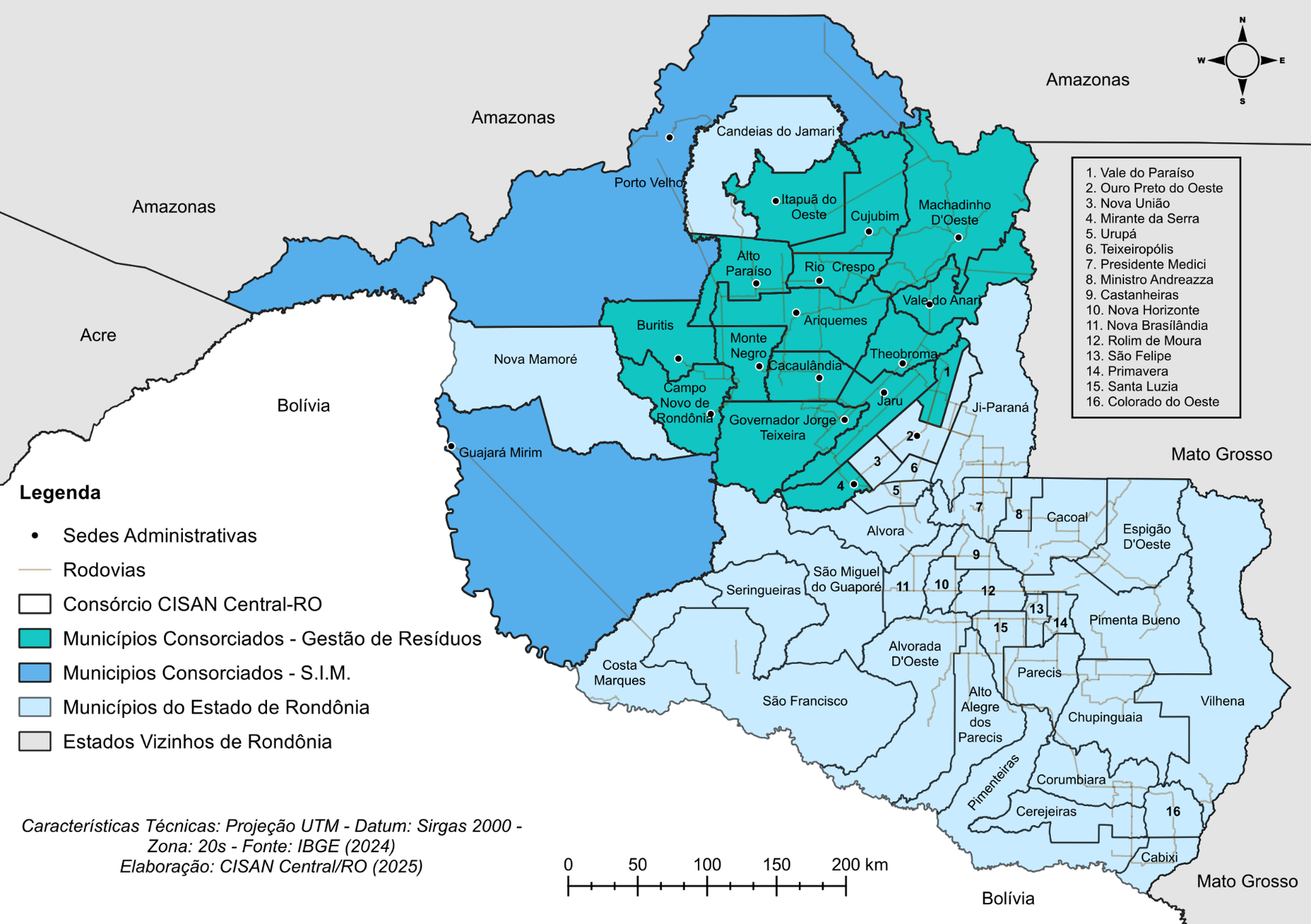 Mapa de Municípios Atendidos pelo CISAN